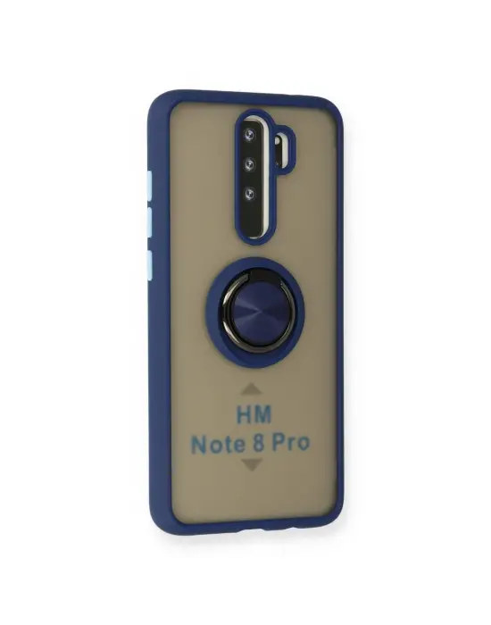 Xiaomi Redmi Note 8 Pro Kılıf Montreal Yüzüklü Silikon Kapak - Lacivert