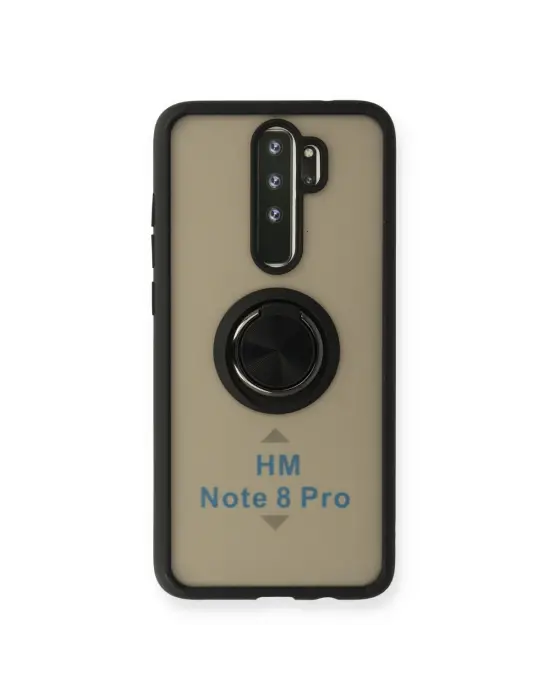 Xiaomi Redmi Note 8 Pro Kılıf Montreal Yüzüklü Silikon Kapak - Siyah