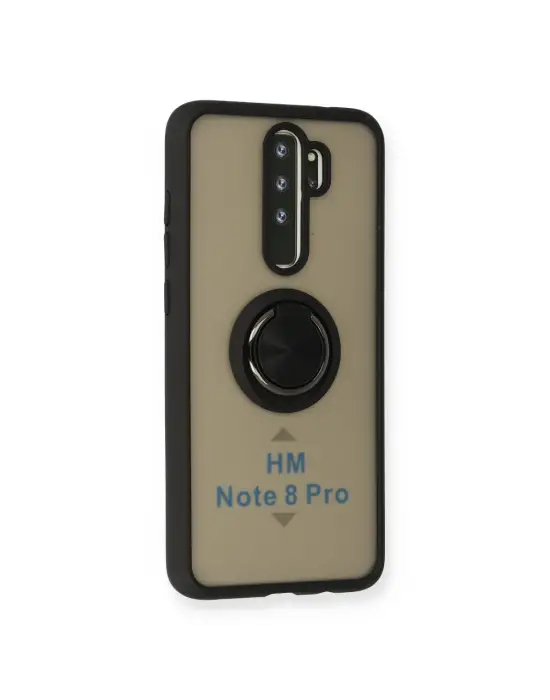 Xiaomi Redmi Note 8 Pro Kılıf Montreal Yüzüklü Silikon Kapak - Siyah
