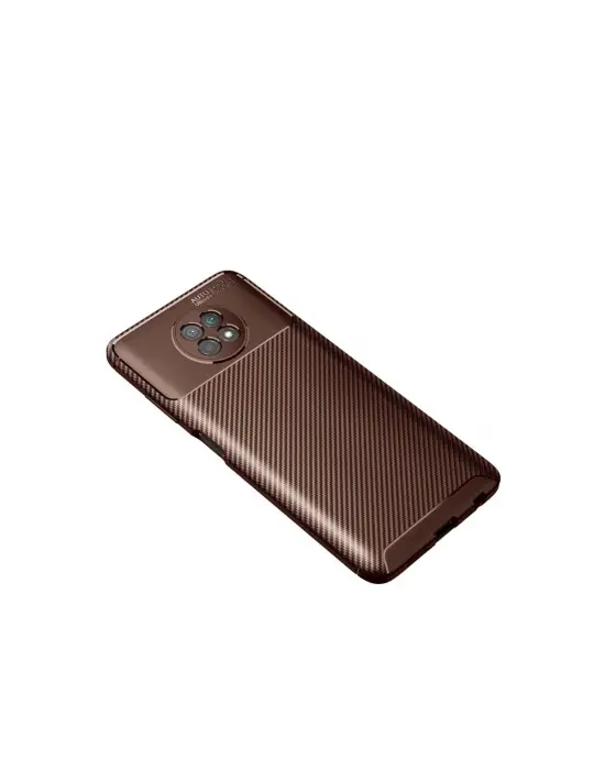 Xiaomi Redmi Note 9 5g Kılıf Auto Focus Karbon Kapak - Kahverengi