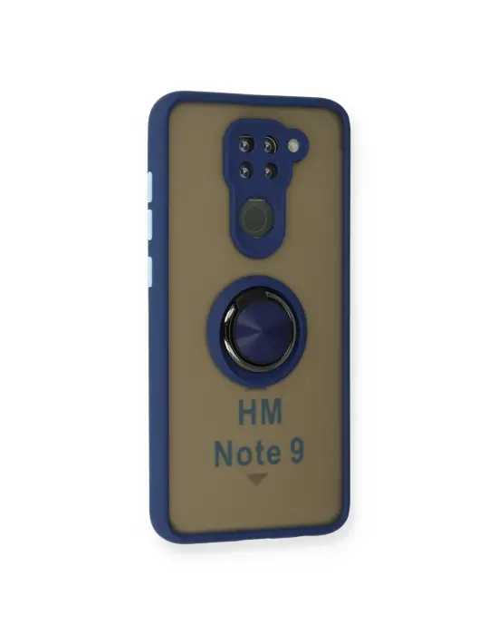 Xiaomi Redmi Note 9 Kılıf Montreal Yüzüklü Silikon Kapak - Lacivert
