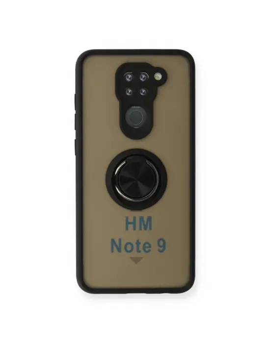 Xiaomi Redmi Note 9 Kılıf Montreal Yüzüklü Silikon Kapak - Siyah