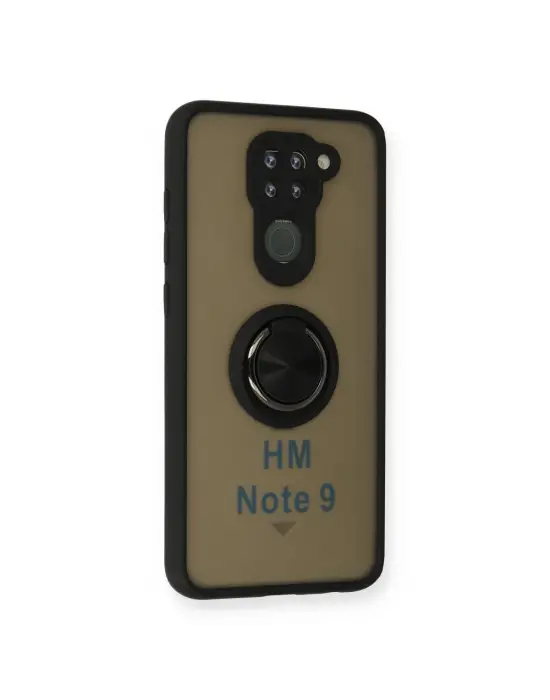 Xiaomi Redmi Note 9 Kılıf Montreal Yüzüklü Silikon Kapak - Siyah