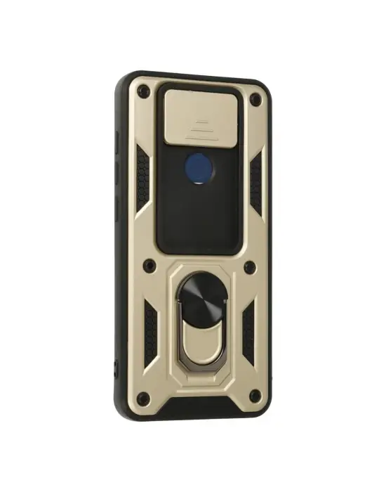 Xiaomi Redmi Note 9 Kılıf Pars Lens Yüzüklü Silikon - Gold