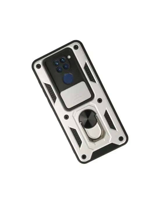 Xiaomi Redmi Note 9 Kılıf Pars Lens Yüzüklü Silikon - Gümüş