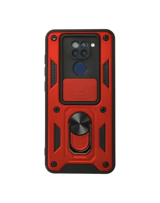 Xiaomi Redmi Note 9 Kılıf Pars Lens Yüzüklü Silikon - Kırmızı