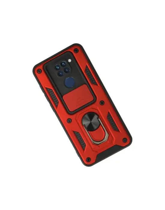 Xiaomi Redmi Note 9 Kılıf Pars Lens Yüzüklü Silikon - Kırmızı