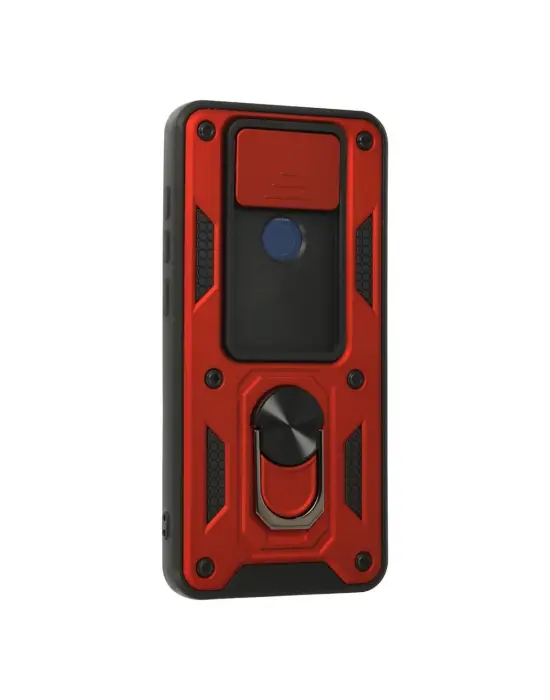 Xiaomi Redmi Note 9 Kılıf Pars Lens Yüzüklü Silikon - Kırmızı