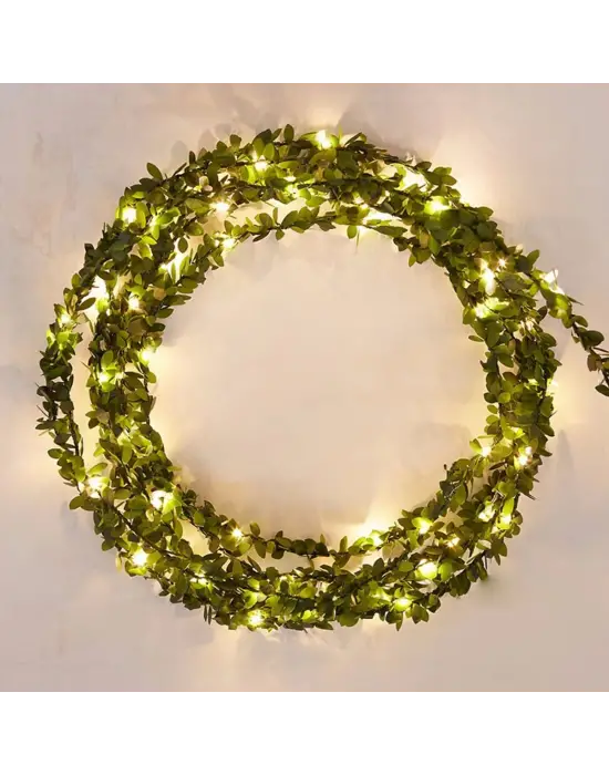 Yapraklı Dekorlu3 Metre Peri Led Pilli Işık Yılbaşı Aydınlatma