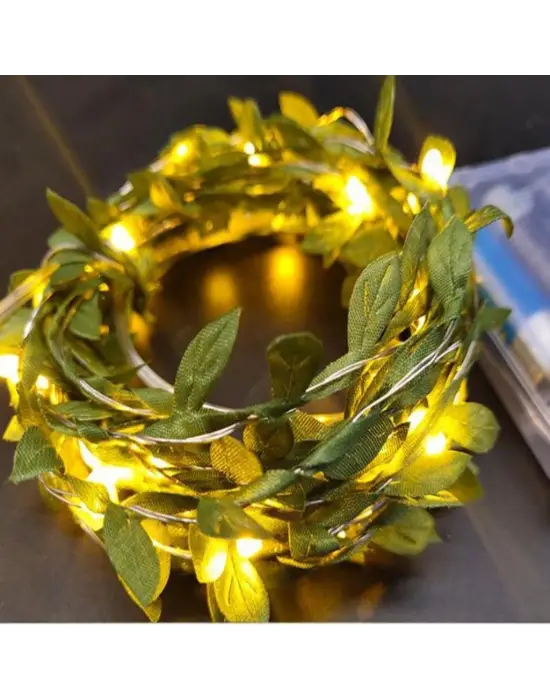 Yapraklı Dekorlu3 Metre Peri Led Pilli Işık Yılbaşı Aydınlatma