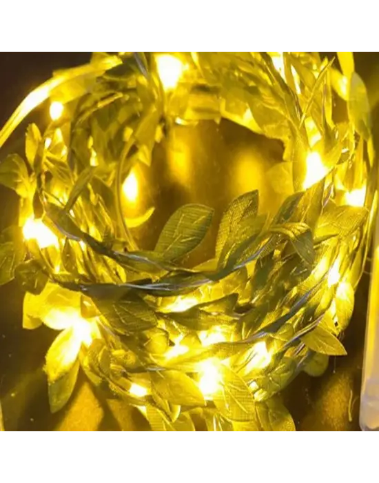 Yapraklı Dekorlu3 Metre Peri Led Pilli Işık Yılbaşı Aydınlatma