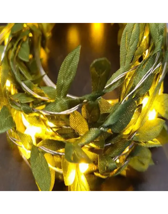 Yapraklı Dekorlu3 Metre Peri Led Pilli Işık Yılbaşı Aydınlatma