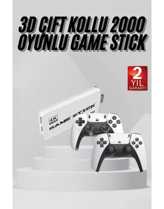 Yeni Nesil 3d 4k 2000 Oyunlu Game Stick Oyun Konsolu Çift Konsol