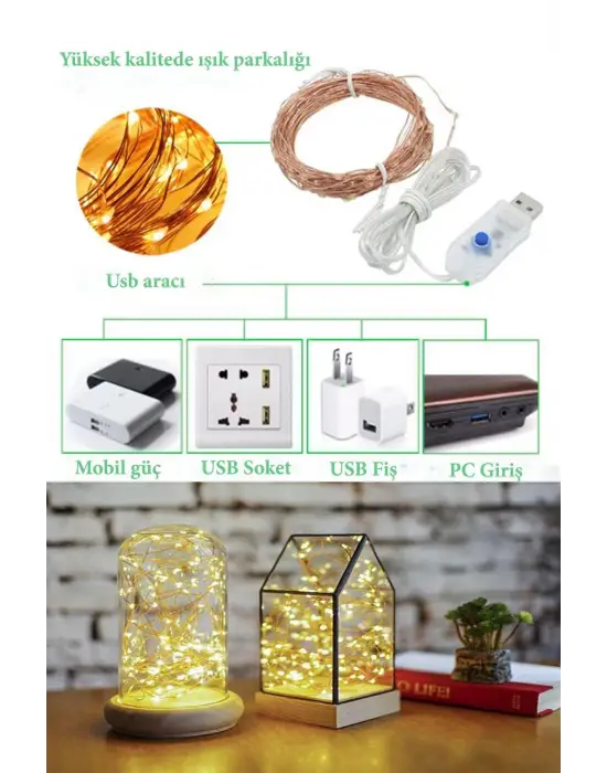 Yılbaşı ve Özel Konsept Dekorasyon 5 Mt USB Bağlantılı Led Işık