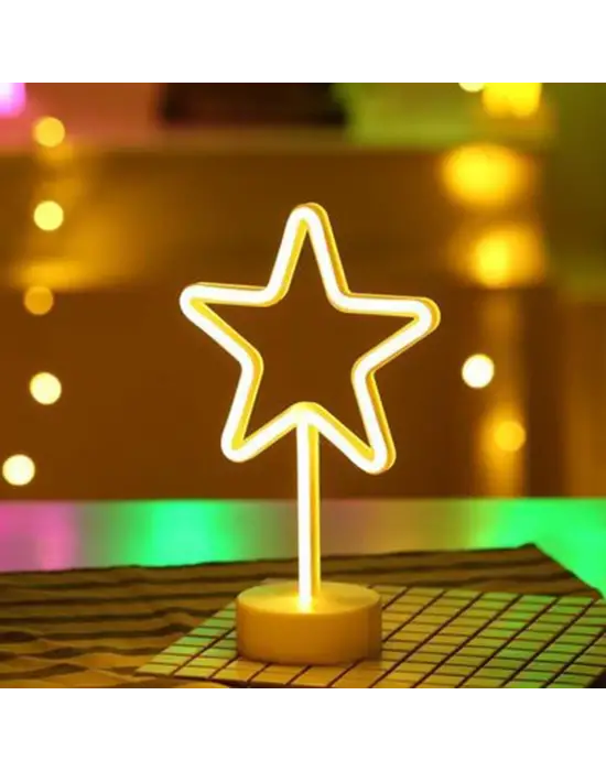 Yıldız Tasarımlı Neon Led Masa Ve Gece Lambası Dekoratif Işık