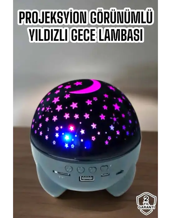 Yıldız Yansıtmalı Projeksiyon Gece Lambası Şarjlı Taşınabilir