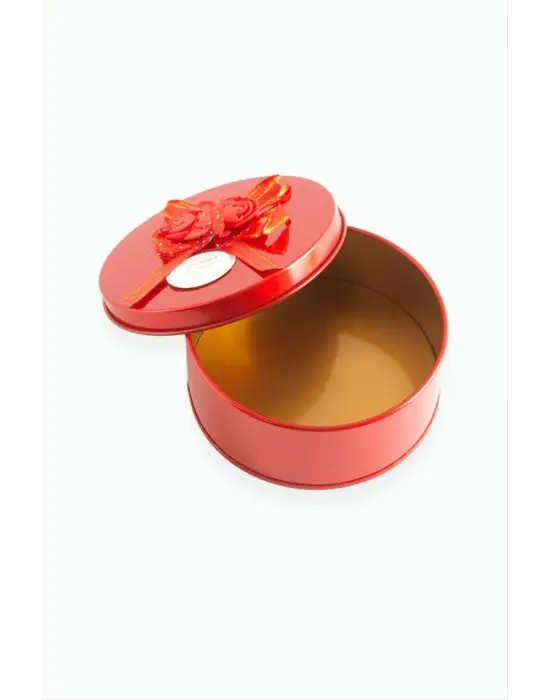 Yuvarlak Boş Kırmızı Metal Kutu 9 cm