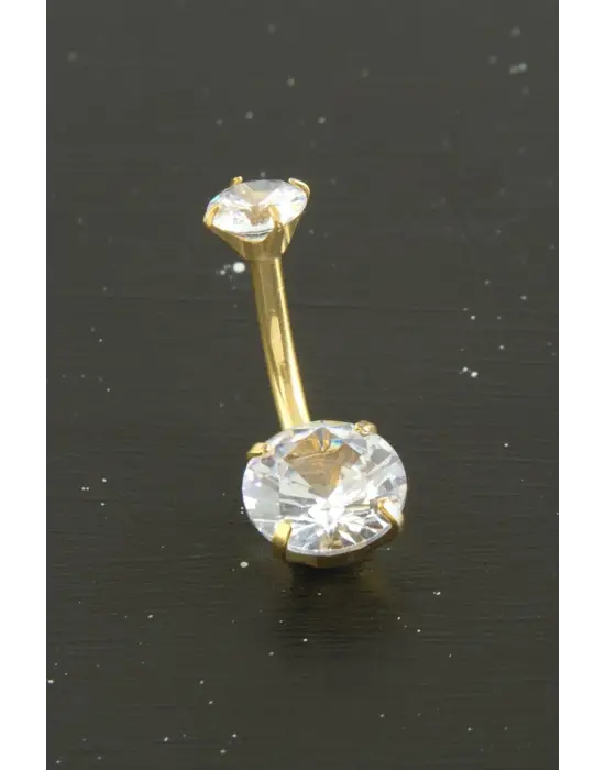 Yuvarlak Zirkon Taşlı Çelik Piercing 1 Adet