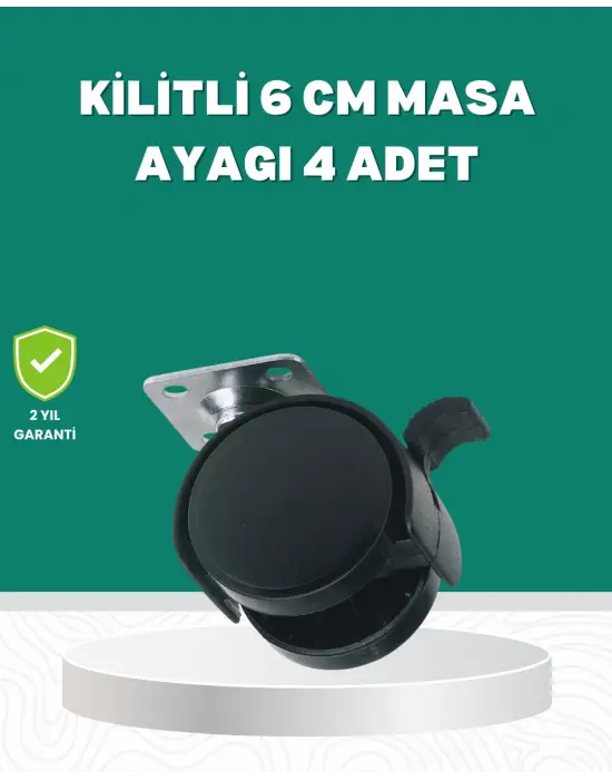 Zemin Korumalı Kilitli Ayak Tekerlek Seti 6 Cm