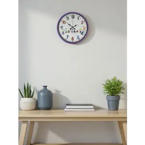 36 Cm Mor Çocuk Odası Duvar Saati