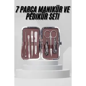 7 Parça Paslanmaz Çelik Manikür Ve Pedikür Seti Çantalı Profesyonel