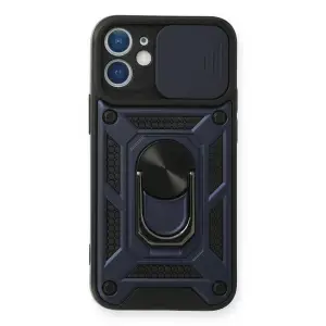 Apple İphone 11 Kılıf Pars Lens Yüzüklü Silikon - Lacivert