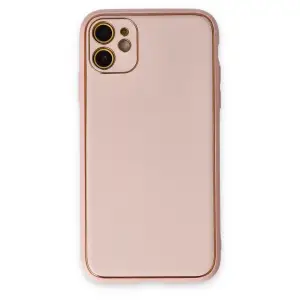 Apple İphone 12 Kılıf Coco Deri Silikon Kapak - Pudra