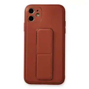 Apple İphone 12 Kılıf Coco Deri Standlı Kapak - Fuşya