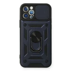 Apple İphone 12 Pro Kılıf Pars Lens Yüzüklü Silikon - Lacivert