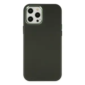 Apple İphone 12 Pro Max Kılıf Asya Deri Silikon - Koyu Yeşil