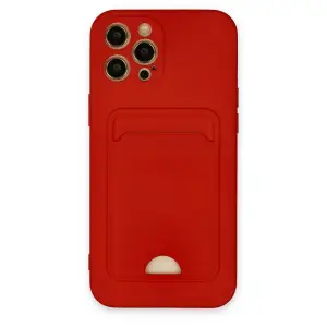 Apple İphone 12 Pro Max Kılıf Kelvin Kartvizitli Silikon - Kırmızı