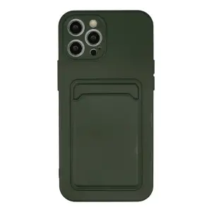Apple İphone 12 Pro Max Kılıf Kelvin Kartvizitli Silikon - Koyu Yeşil