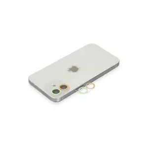 Apple İphone 12 Renkli Kamera Lens Koruma Cam - Turuncu-yeşil