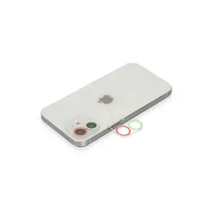 Apple İphone 12 Renkli Kamera Lens Koruma Cam - Yeşil-pembe
