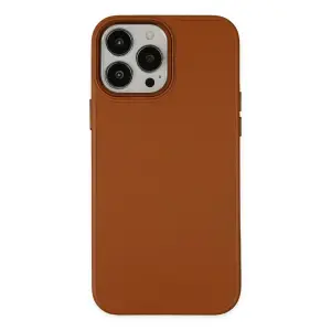 Apple İphone 13 Pro Kılıf Asya Deri Silikon - Kahverengi