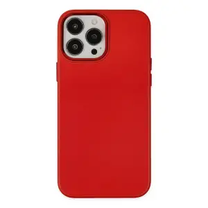 Apple İphone 13 Pro Max Kılıf Asya Deri Silikon - Kırmızı