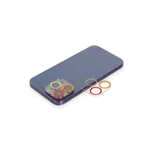 Apple İphone 13 Pro Max Renkli Kamera Lens Koruma Cam - Turuncu-kırmızı