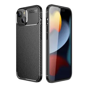 Apple İphone 14 Plus Kılıf Auto Focus Karbon Kapak - Siyah