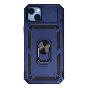 Apple İphone 14 Plus Kılıf Pars Lens Yüzüklü Silikon - Lacivert