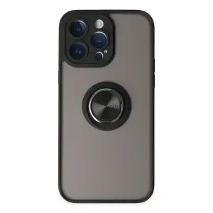 Apple İphone 14 Pro Kılıf Montreal Yüzüklü Silikon Kapak - Siyah