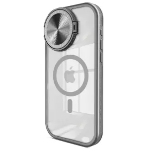 Apple İphone 15 Pro Max Kılıf Teleskop Lens Magsafe Silikon Kapak - Titan Gri