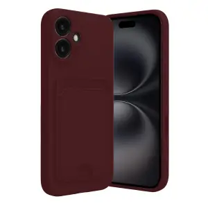 Apple İphone 16 Kılıf Kelvin Kartvizitli Silikon - Bordo
