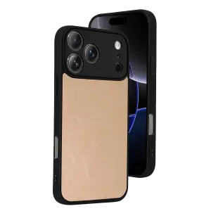 Apple İphone 17 Pro Aras Deri Kapak - Pudra