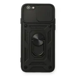 Apple İphone 6 Kılıf Pars Lens Yüzüklü Silikon - Siyah