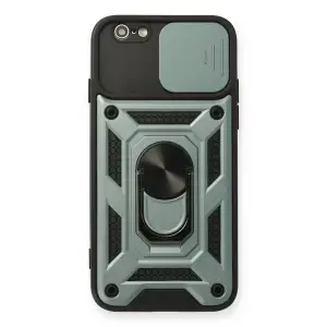 Apple İphone 6 Kılıf Pars Lens Yüzüklü Silikon - Yeşil