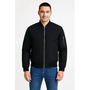 Arka Bomber Ceket - Siyah