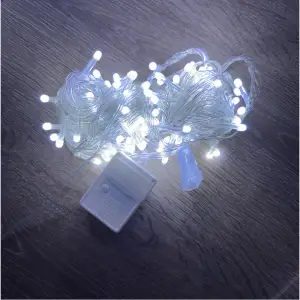 10 M 100 Led Damla Uçlu Beyaz Işık Şeffaf Kablo MZ-17-1