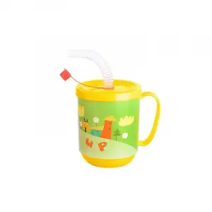 ieg™ 3 Adet Pipetli Çocuk Içecek Bardağı Desenli Bardak 350ml
