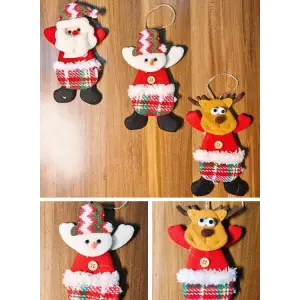 3 Adet Yılbaşı Çam Ağacı Süsü Peluş Tekstil Örme Orta Boy 17 cm x 11 cm
