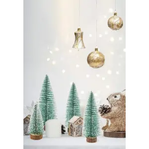 3 Lü Set Nevada Mini Çam Ağacı Uçlarına Kar Yağmış Karlı Yılbaşı Hediyesi  15 - 12 - 8  cm